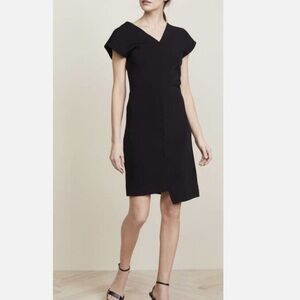 NWT Helmut Lang Black Shifted Viscose Dress Size 8
